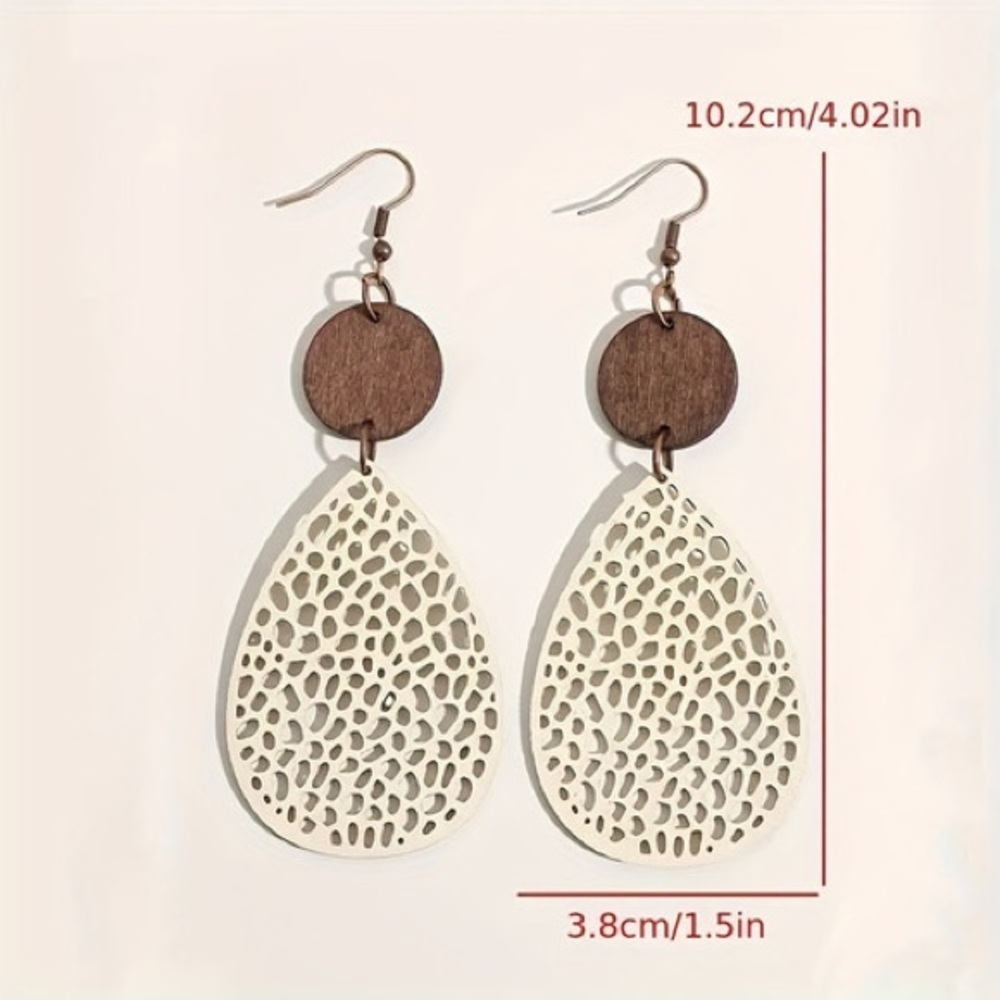 Like new grizzlies vintage leaf shaped copper & wood earrings